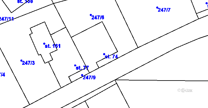 Parcela st. 74 v KÚ Bubovice, Katastrální mapa