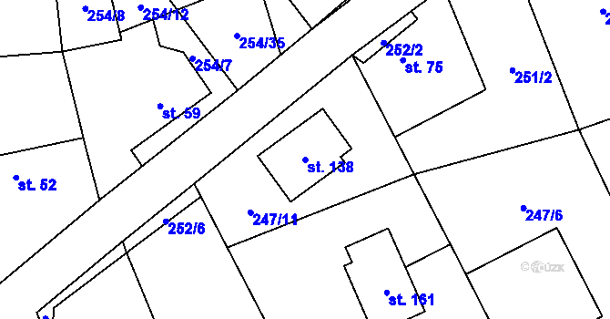 Parcela st. 138 v KÚ Bubovice, Katastrální mapa