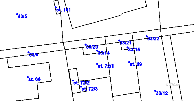 Parcela st. 33/14 v KÚ Bubovice, Katastrální mapa