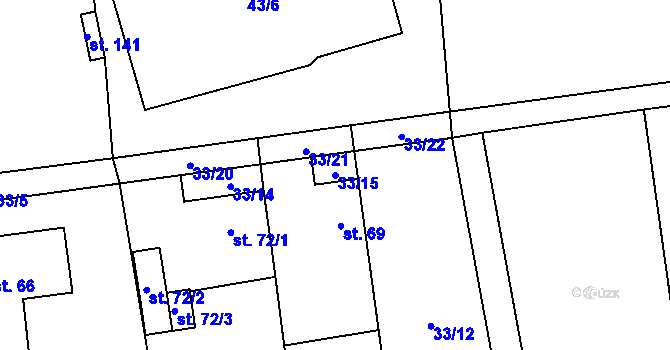 Parcela st. 33/15 v KÚ Bubovice, Katastrální mapa