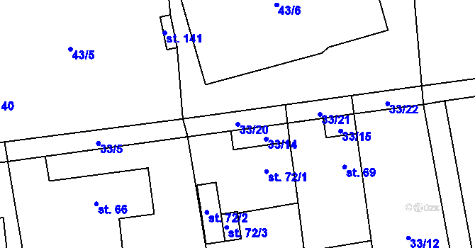 Parcela st. 33/20 v KÚ Bubovice, Katastrální mapa