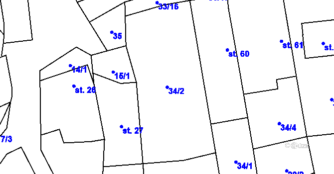 Parcela st. 34/2 v KÚ Bubovice, Katastrální mapa