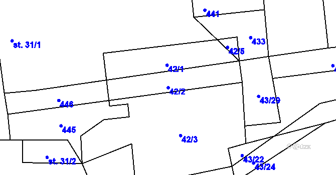 Parcela st. 42/2 v KÚ Bubovice, Katastrální mapa