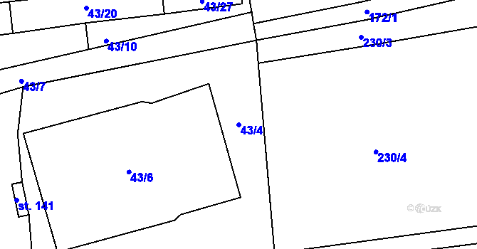 Parcela st. 43/4 v KÚ Bubovice, Katastrální mapa