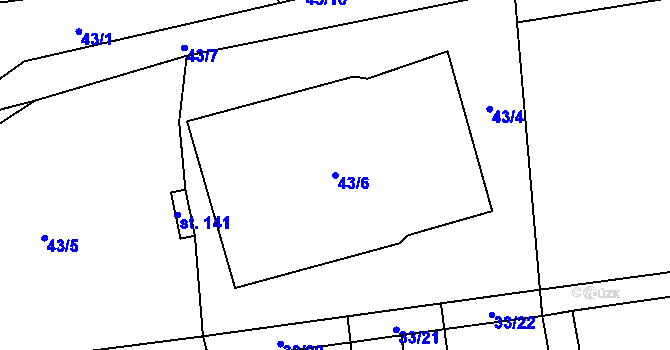 Parcela st. 43/6 v KÚ Bubovice, Katastrální mapa