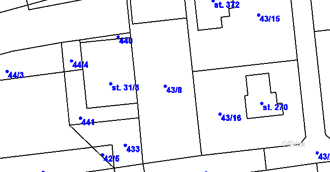 Parcela st. 43/8 v KÚ Bubovice, Katastrální mapa