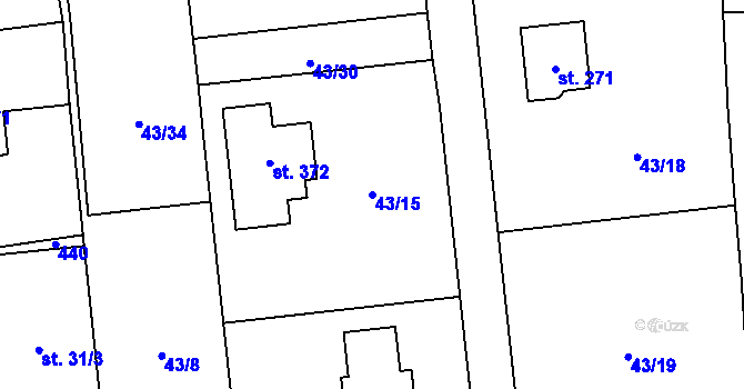 Parcela st. 43/15 v KÚ Bubovice, Katastrální mapa