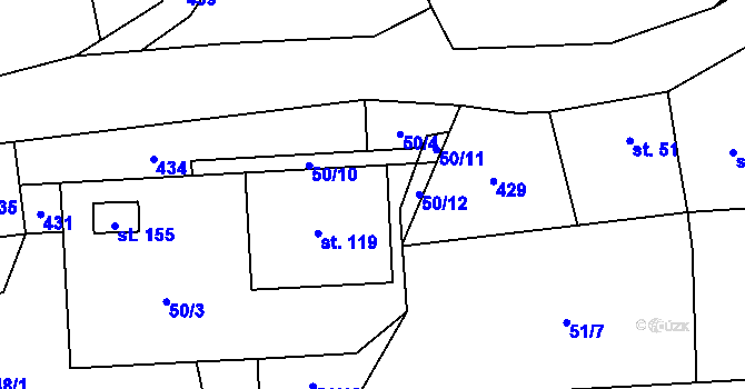 Parcela st. 50/9 v KÚ Bubovice, Katastrální mapa