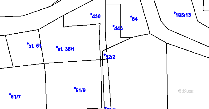 Parcela st. 52/2 v KÚ Bubovice, Katastrální mapa