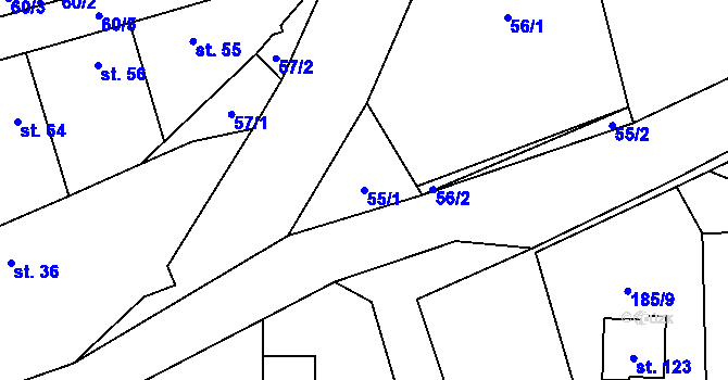 Parcela st. 55/1 v KÚ Bubovice, Katastrální mapa