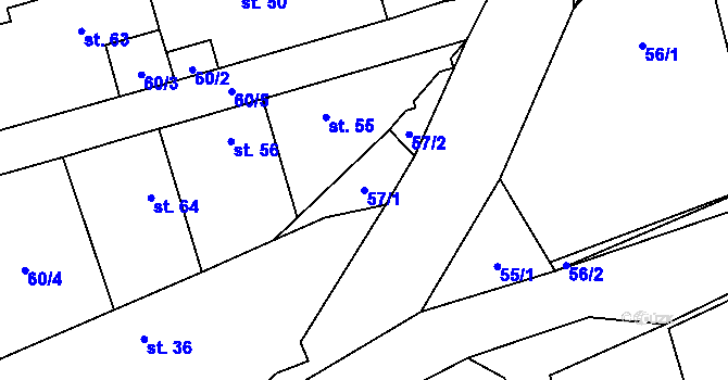 Parcela st. 57/1 v KÚ Bubovice, Katastrální mapa
