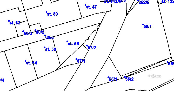 Parcela st. 57/2 v KÚ Bubovice, Katastrální mapa