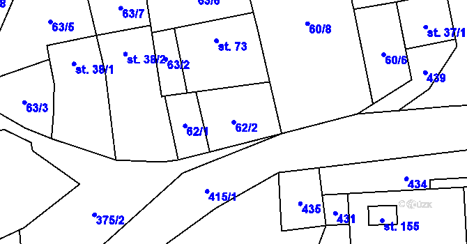 Parcela st. 62/2 v KÚ Bubovice, Katastrální mapa