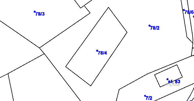 Parcela st. 78/4 v KÚ Bubovice, Katastrální mapa