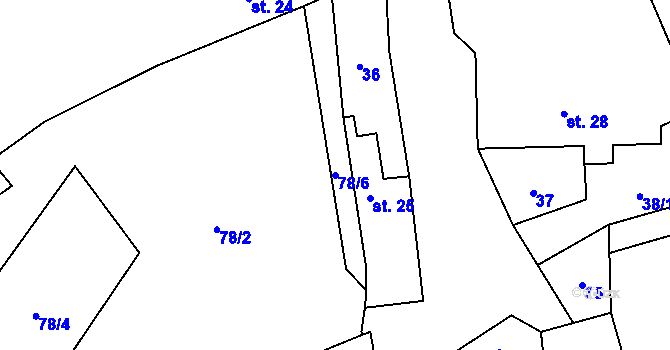 Parcela st. 78/6 v KÚ Bubovice, Katastrální mapa