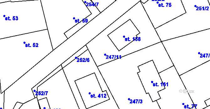 Parcela st. 247/11 v KÚ Bubovice, Katastrální mapa