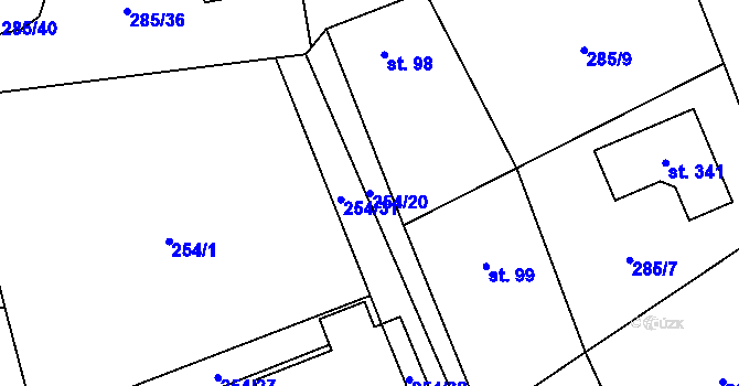 Parcela st. 254/20 v KÚ Bubovice, Katastrální mapa
