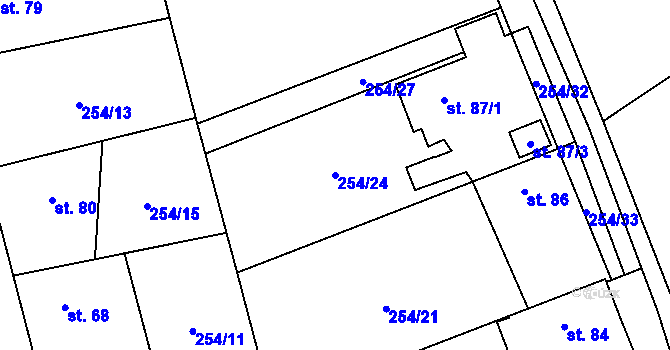 Parcela st. 254/24 v KÚ Bubovice, Katastrální mapa