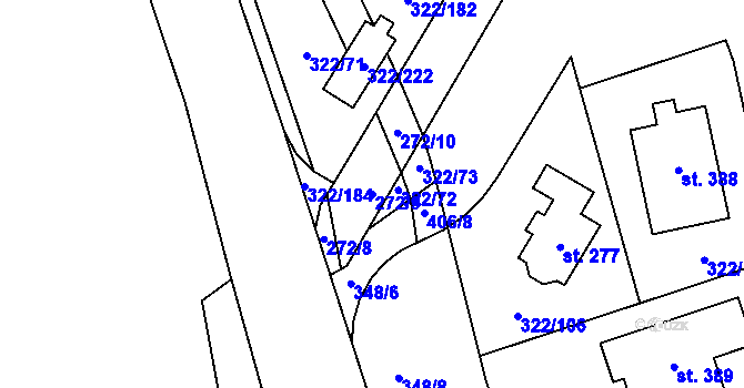 Parcela st. 272/9 v KÚ Bubovice, Katastrální mapa