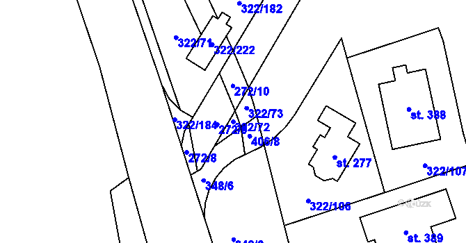 Parcela st. 322/72 v KÚ Bubovice, Katastrální mapa