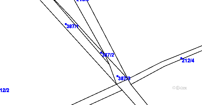 Parcela st. 387/2 v KÚ Bubovice, Katastrální mapa