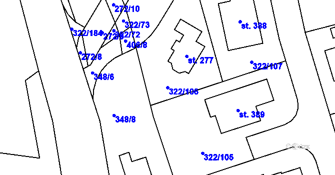 Parcela st. 322/106 v KÚ Bubovice, Katastrální mapa