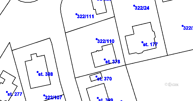Parcela st. 322/110 v KÚ Bubovice, Katastrální mapa