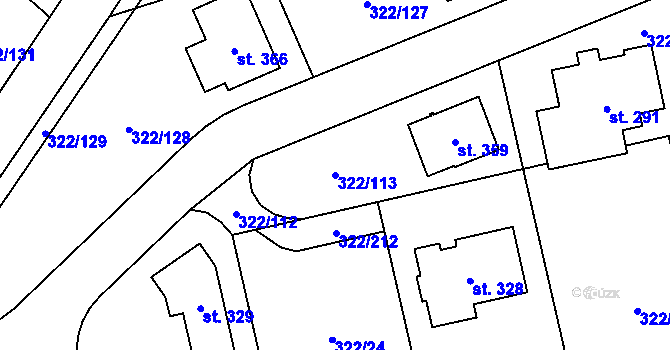 Parcela st. 322/113 v KÚ Bubovice, Katastrální mapa