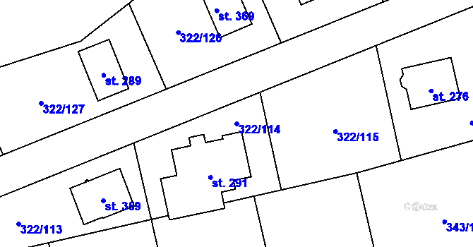 Parcela st. 322/114 v KÚ Bubovice, Katastrální mapa