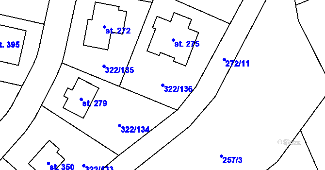 Parcela st. 322/136 v KÚ Bubovice, Katastrální mapa