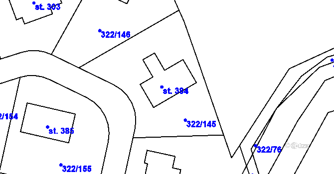Parcela st. 322/145 v KÚ Bubovice, Katastrální mapa