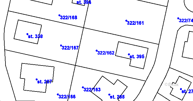Parcela st. 322/162 v KÚ Bubovice, Katastrální mapa