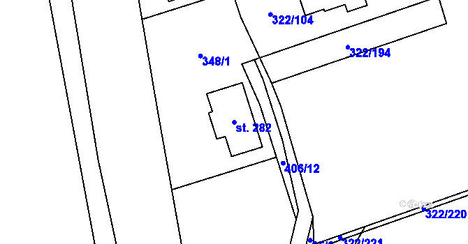 Parcela st. 282 v KÚ Bubovice, Katastrální mapa