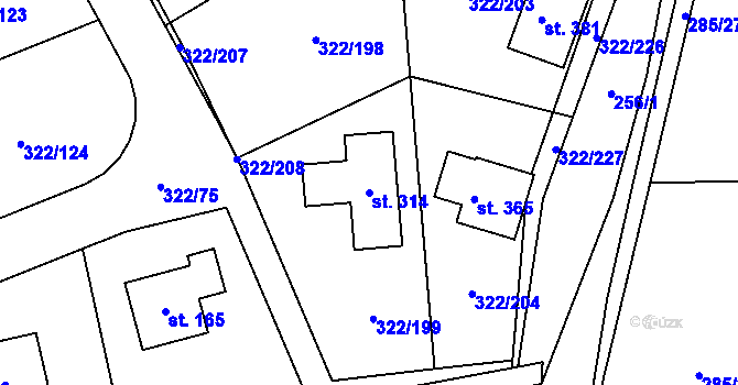 Parcela st. 314 v KÚ Bubovice, Katastrální mapa