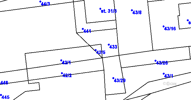 Parcela st. 42/5 v KÚ Bubovice, Katastrální mapa