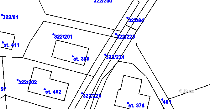Parcela st. 322/224 v KÚ Bubovice, Katastrální mapa