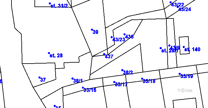 Parcela st. 437 v KÚ Bubovice, Katastrální mapa