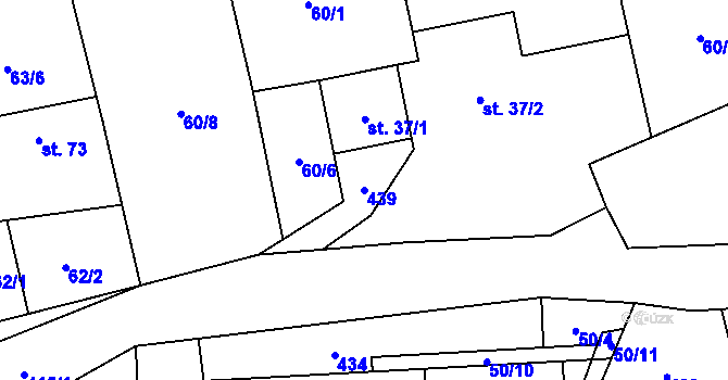 Parcela st. 439 v KÚ Bubovice, Katastrální mapa