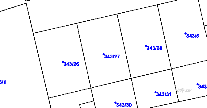 Parcela st. 343/27 v KÚ Bubovice, Katastrální mapa