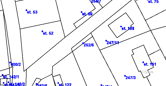 Parcela st. 252/6 v KÚ Bubovice, Katastrální mapa