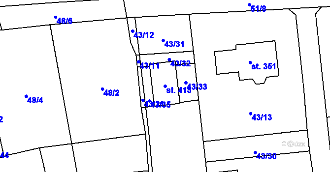 Parcela st. 415 v KÚ Bubovice, Katastrální mapa