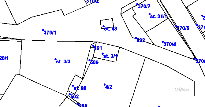Parcela st. 3/1 v KÚ Bučí, Katastrální mapa
