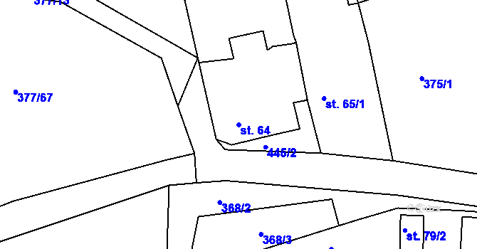 Parcela st. 64 v KÚ Bučí, Katastrální mapa