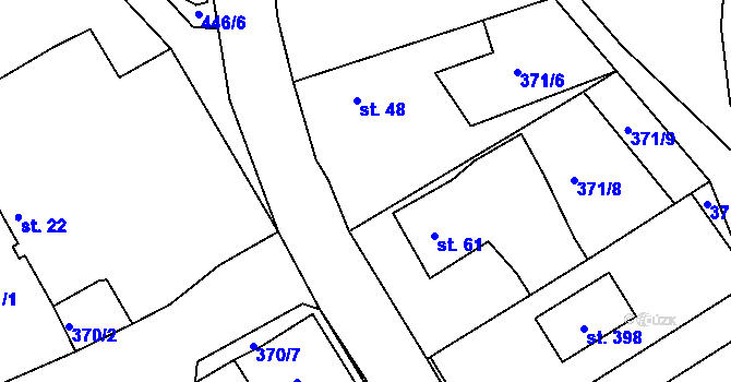 Parcela st. 371/7 v KÚ Bučí, Katastrální mapa