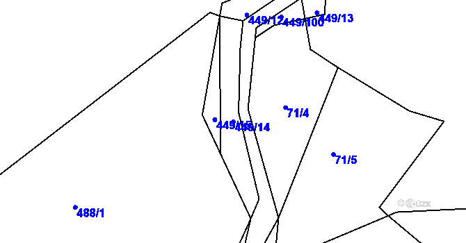 Parcela st. 449/14 v KÚ Bučí, Katastrální mapa