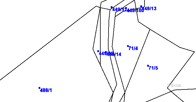 Parcela st. 449/15 v KÚ Bučí, Katastrální mapa