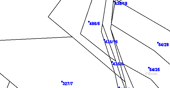 Parcela st. 486/2 v KÚ Bučí, Katastrální mapa