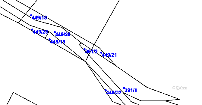 Parcela st. 449/21 v KÚ Bučí, Katastrální mapa