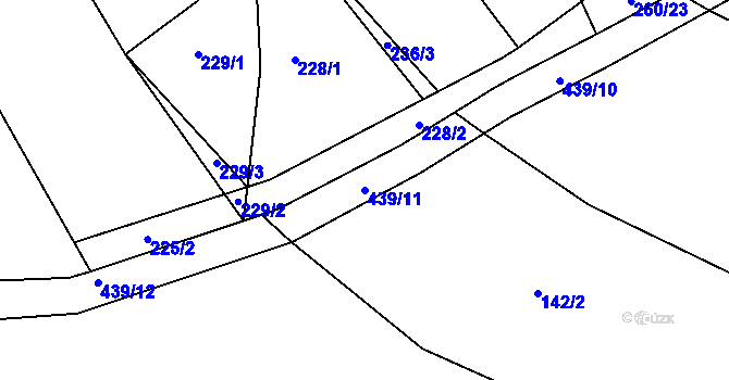Parcela st. 439/11 v KÚ Bučí, Katastrální mapa
