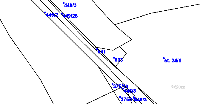 Parcela st. 24/7 v KÚ Bučí, Katastrální mapa